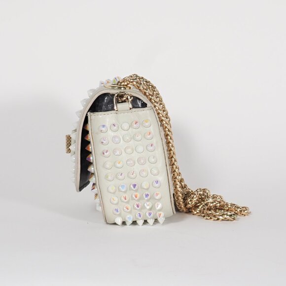 Christian Louboutin Studded Bow Neutral Leather Mini Crossbody Bag - Picture 3 of 12